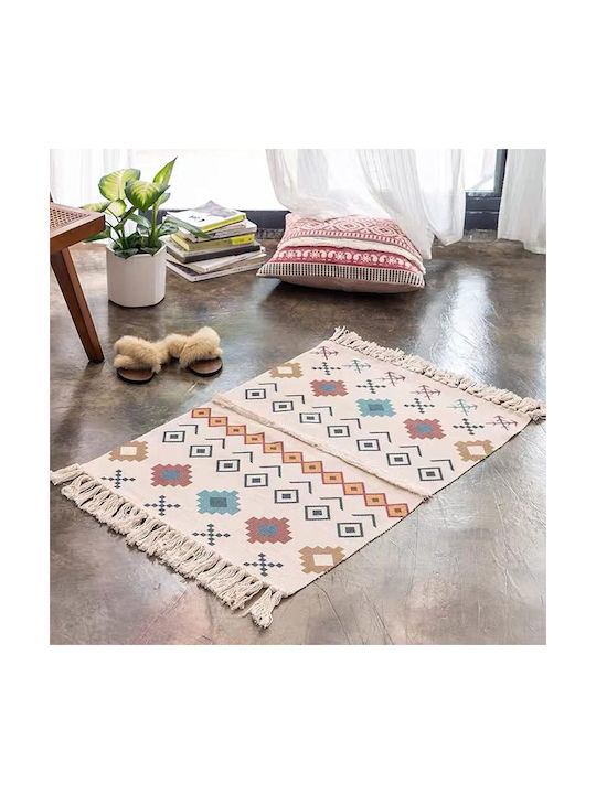 FRIPIA FRIPIA Rechteckiger Sommer Baumwollteppich mit Fransen Ethnic 60x90cm