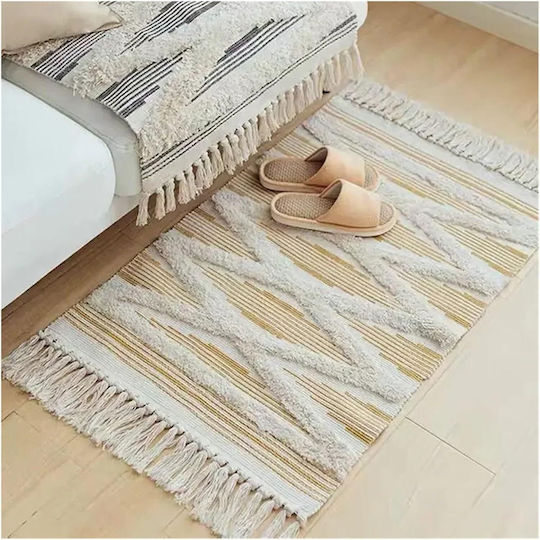 FRIPIA Памучен Килим 60x90см Бял И Оранжев FRIPIA Памучен Килим 60x90см Бял И Оранжев