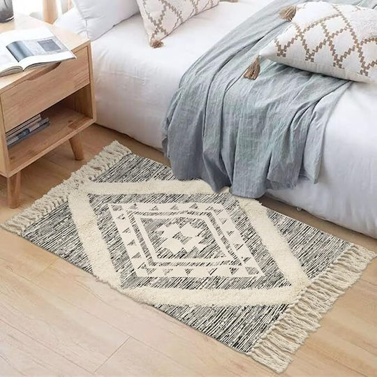 FRIPIA Правоъгълен Памучен Сив Килим 60x90см