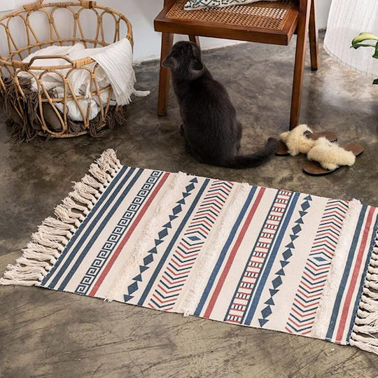 FRIPIA Covor Boho Dreptunghiular de Vară din Bumbac Roșu 60x90cm