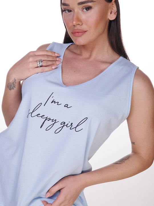 Comfort Καλοκαιρινό Γυναικείο Σετ Πιτζάμας Σιέλ Girl