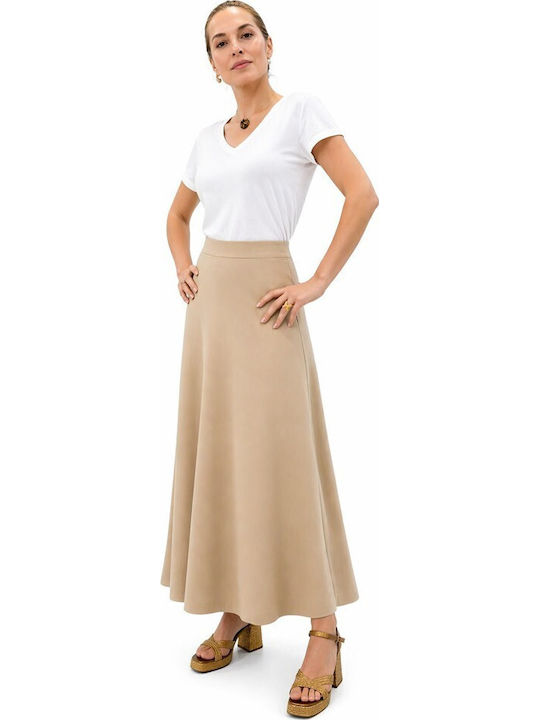 High Waist Maxi Skirt Beige