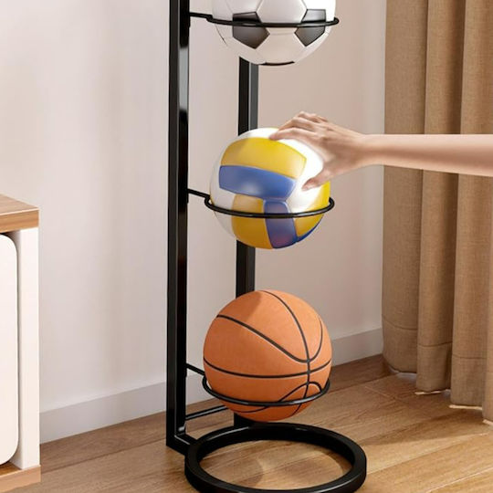 Suport Vertical Pentru Minge Zola 5 Sloturi Metal Fotbal Baschet Volei 23.5 X 115.5 Cm Negru