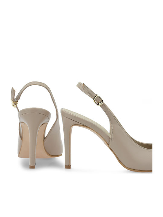 Leather Heels With High Brown Heel