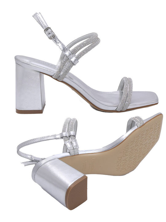 Damen Sandalen mit Strass Silber