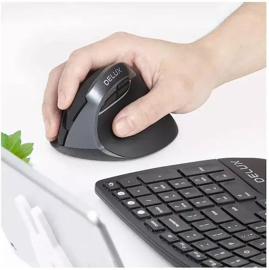 Delux M618 Mini+ Mouse Wireless Ergonomic Vertical Alb