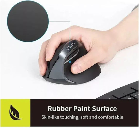 Delux M618 Mini+ Mouse Wireless Ergonomic Vertical Alb