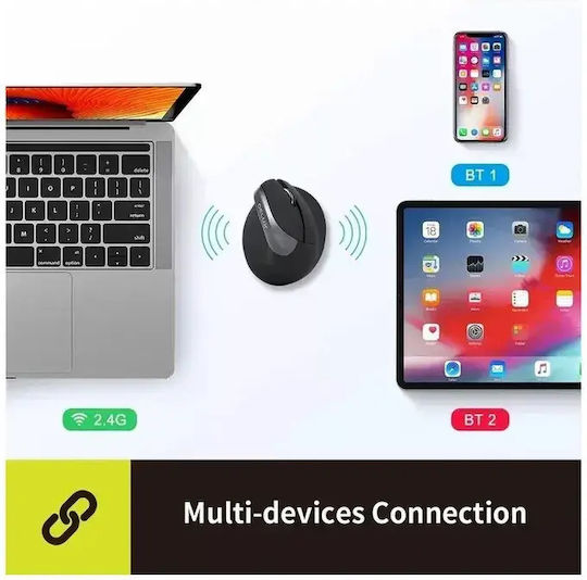 Delux M618 Mini+ Mouse Wireless Ergonomic Vertical Alb