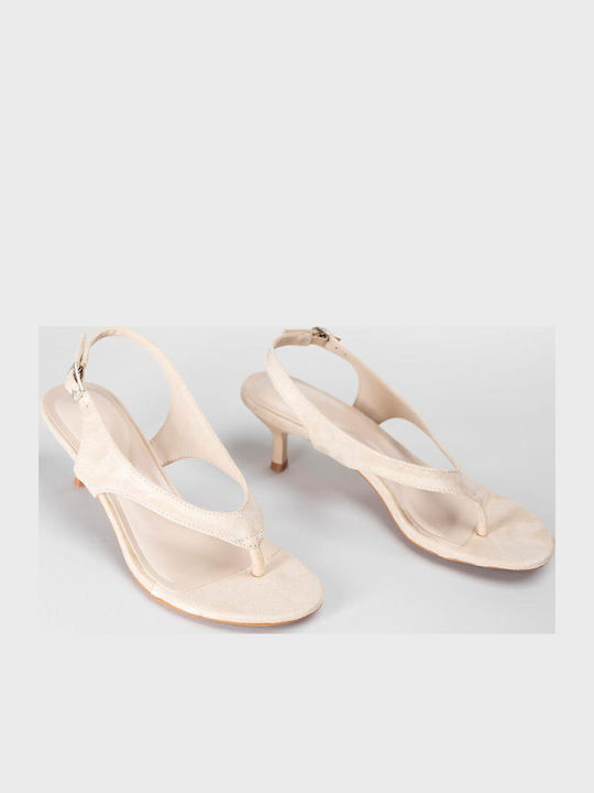 Suede Damen Sandalen Beige