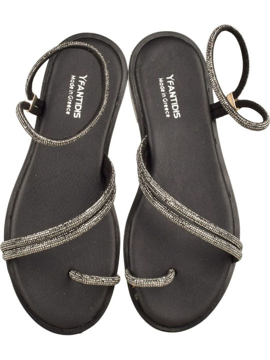 Leather Women's Flat Sandals Black