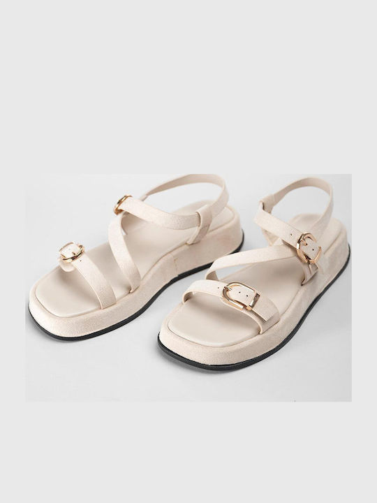 Women's Flat Sandals Flatforms Beige