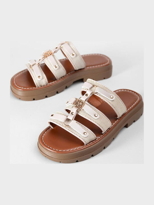 Women's Flat Sandals Flatforms Beige