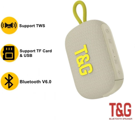 T&G 472 Ηχείο Bluetooth 7W με Ραδιόφωνο και Διάρκεια Μπαταρίας έως 3 ώρες Μπεζ