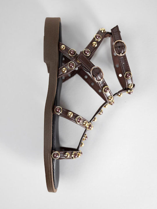 Women's Flat Sandals Gladiator Brown