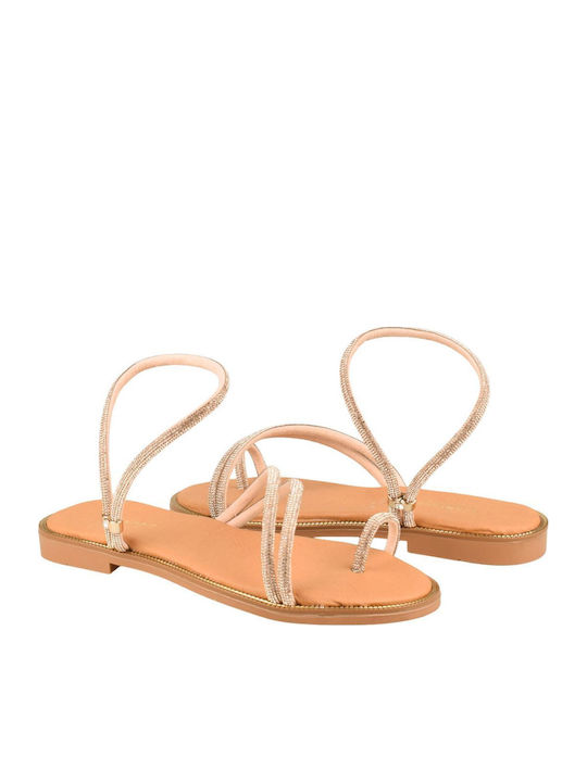 Leather Women's Flat Sandals Gold