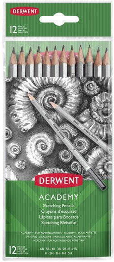 Derwent Graphite Pencils 5h-6b Derwent Academy Blister 12 Pcs Set Black