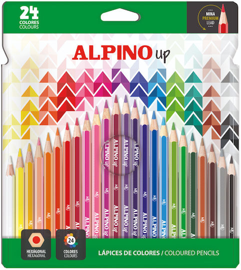 Creioane Colorate Alpino Set 24 Culori Cutie de Carton Alpino Up
