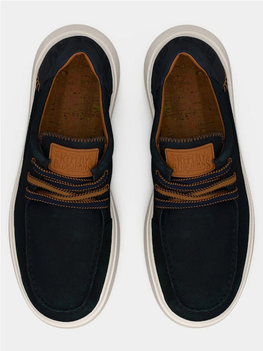 Alcyon Suede Men's Moccasins in Blue Colour