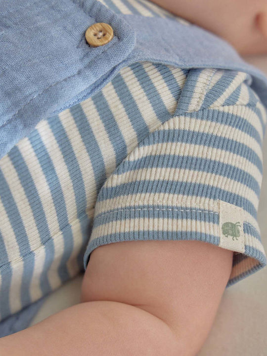 Kids Fabric Dungarees Blue Stone Blue