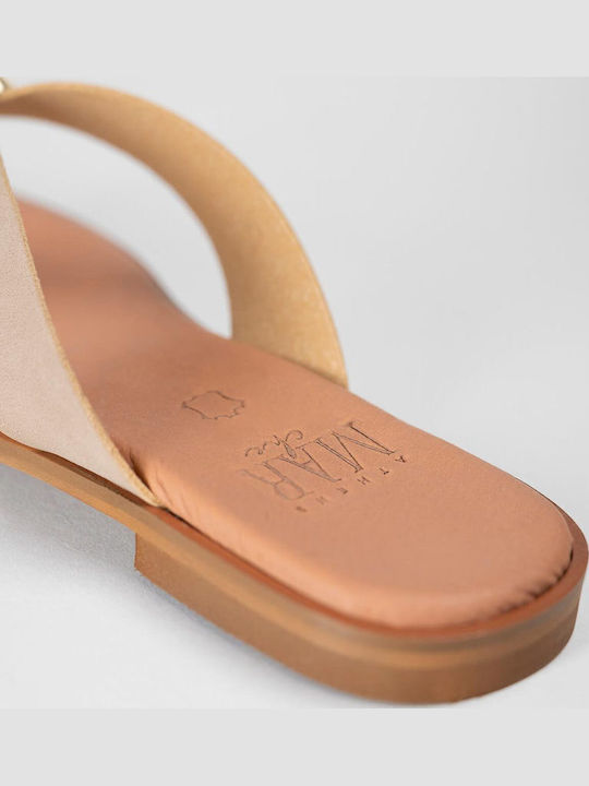 Leather Women's Flat Sandals Brown