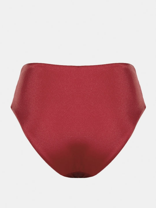 Bikini Slip Talie Înaltă Burgundia