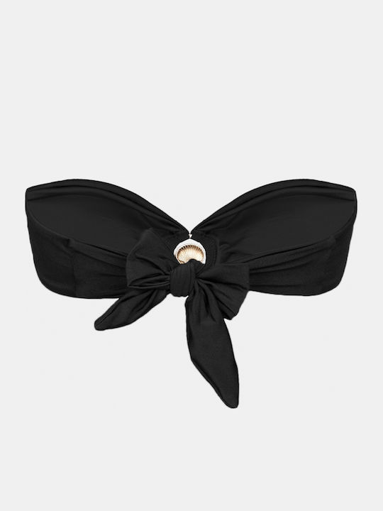 Top De Bikini Fără Bretele Cupe B Negru