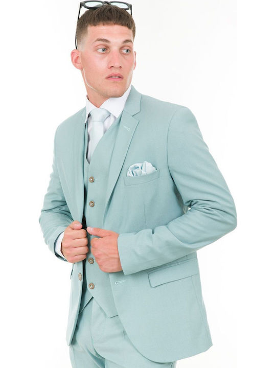 Men's Suit with Vest Menta