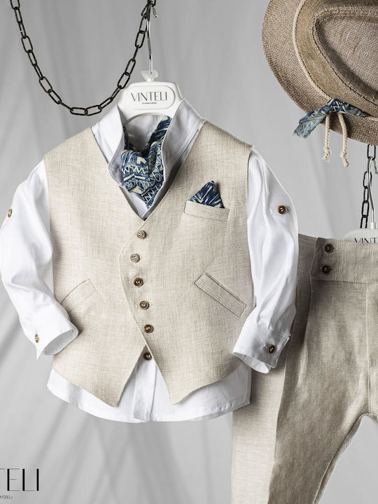 Vinteli Baptism Suit For Boy Beige