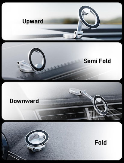 Magsafe Car Mount 42 Strong Magnets & 360° Rotation – Magnetic Support for iPhone 16 15 14 13 & Magsafe Cases – Silver
