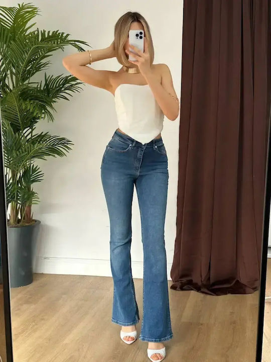High Rise Women's Flared Jean Pants in Slim Fit