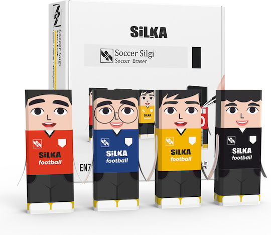 Radiere Silka Box Pentru Creion Fără Reziduuri 20 Bucăți/Ambalaj Design Jucători De Fotbal Silka Soccer