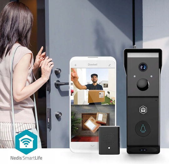 Nedis Wi-fi Video Doorbell Dual Lens 4mp 2x 1080p Night Vision Ipx54 Black