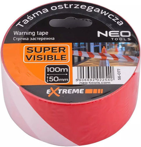 Neo Tools Bandă de Marcare 50mmx100m Roșu-Alb 56-077