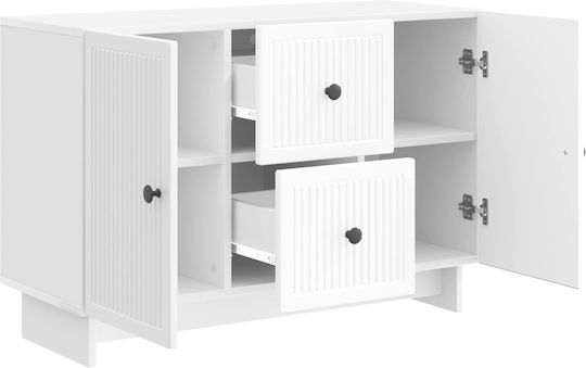 Wooden Sideboard with Drawers High Gloss White 89x34.5x60cm