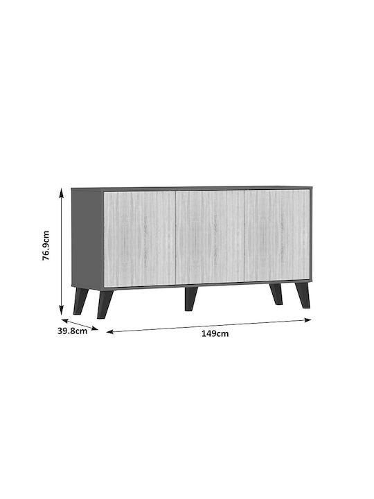 Bufet Billie Din Lemn Antracit 149x40x77cm