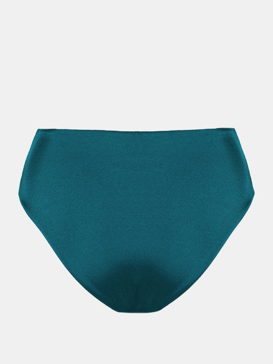 Slip Bikini Talie Înaltă Teal