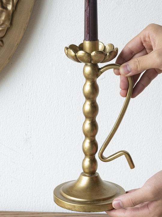 Artekko Metal Candle Holder in Gold Color 13.5x24.5x11cm