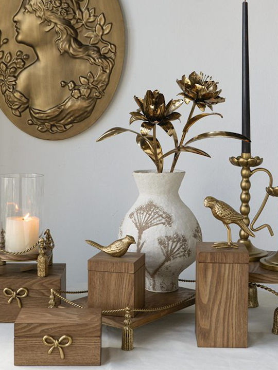 Artekko Metal Candle Holder in Gold Color 13.5x24.5x11cm