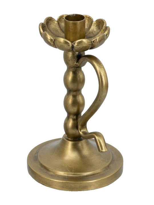 Artekko Metal Candle Holder in Gold Color 12.5x18.5x11cm