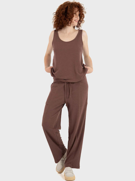 Damen Stoffhose in Loose Passform Braun