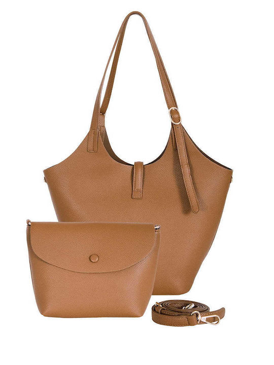 Celestino Set Zwei Handtaschen aus Kunstleder Braun