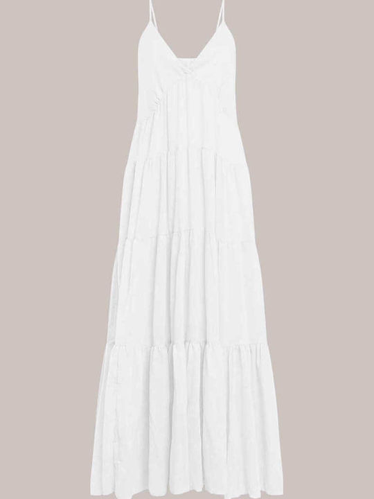 Celestino Damenkleid Baumwoll Maxi Locker Fit Weiß