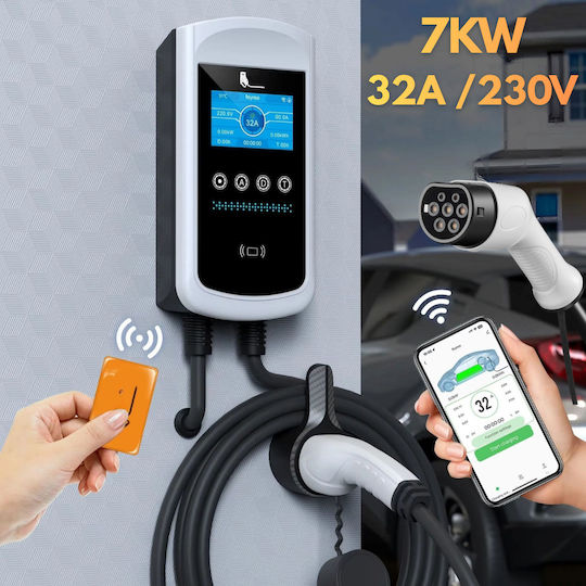 Qova Stație de Încărcare Montată pe Perete Monofazată 7.6kW cu Cablu Încorporat Tip 2