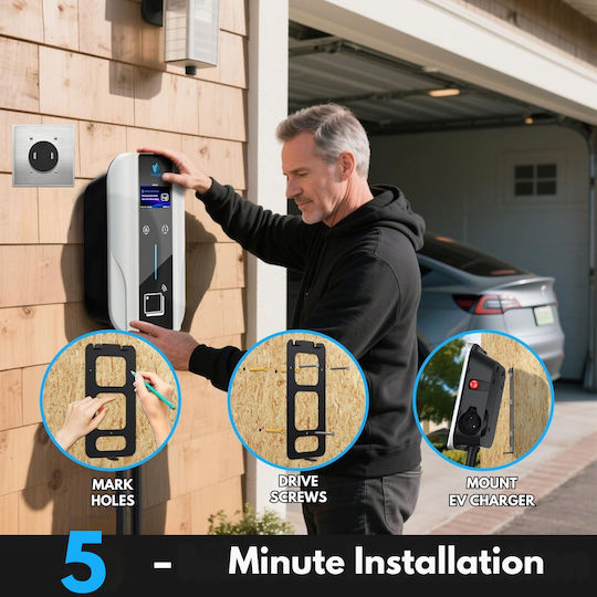 Qova Stație de Încărcare Montată pe Perete Monofazată 7kW cu Cablu Încoporat Tip 2