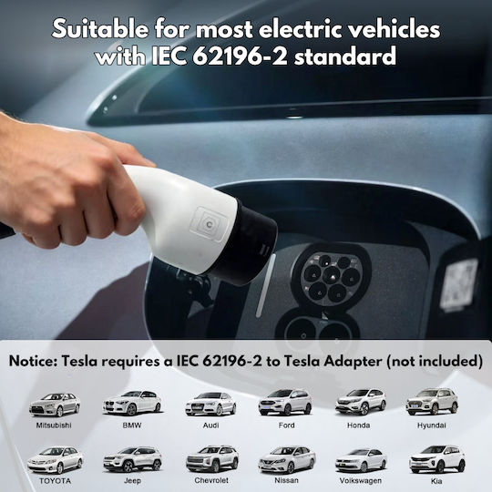 Qova Stație de Încărcare Montată pe Perete Trifazată 22kW cu Cablu Încorporat Tip 2