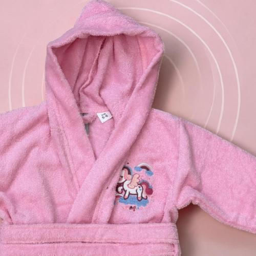 Linea Home Kids Bathrobe Unicorn Pink Hooded