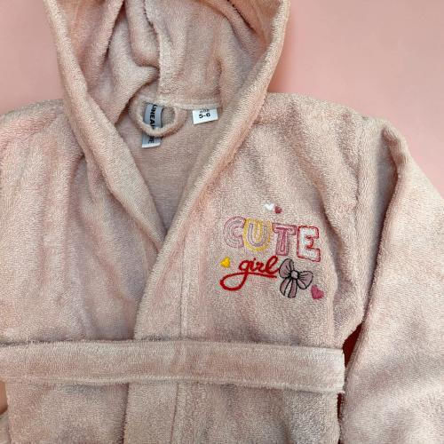 Linea Home Kids Bathrobe Cute Girl Powder Hooded