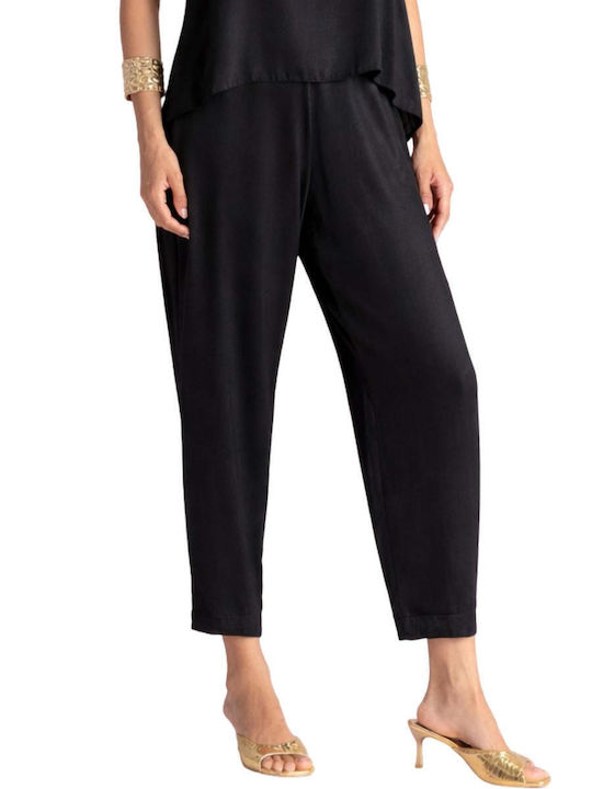 Women's Satin Trousers Black