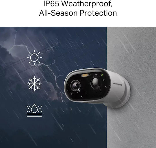 Mercusys MC410 KIT v2 Cameră de Supraveghere IP Wi-Fi Full HD+ 3MP Impermeabilă cu Baterie cu Comunicare Bidirecțională și Obiectiv 3.6mm
