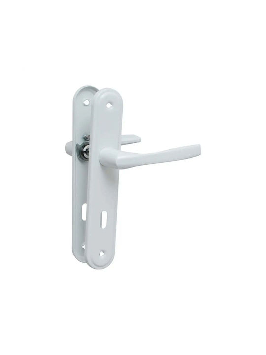 Metal Middle Door Lever With White Plate